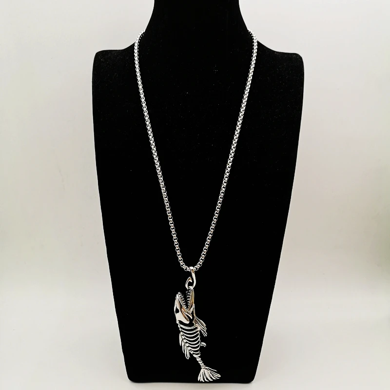 Мужское ожерелье в виде рыбных костей из нержавеющей стали|fashion jewelry|jewelry fashionnecklace