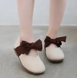 Брендовое количество кружева бантик вязание маленькие девочки обувь на плоской подошве для маленьких девочек дышащая детская обувь для