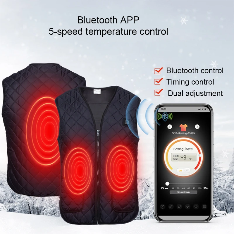 

Bluetooth winter Smart heating Cotton Vest USB Infrared Electric Heating Vest Women Outdoor Flexible Thermal Winter Warm Jacket