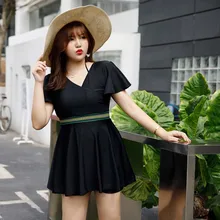 Короткий рукав размера плюс купальное платье пуш-ап пляжное платье купальная Одежда Цельный купальный костюм для женщин новые женские купальные костюмы