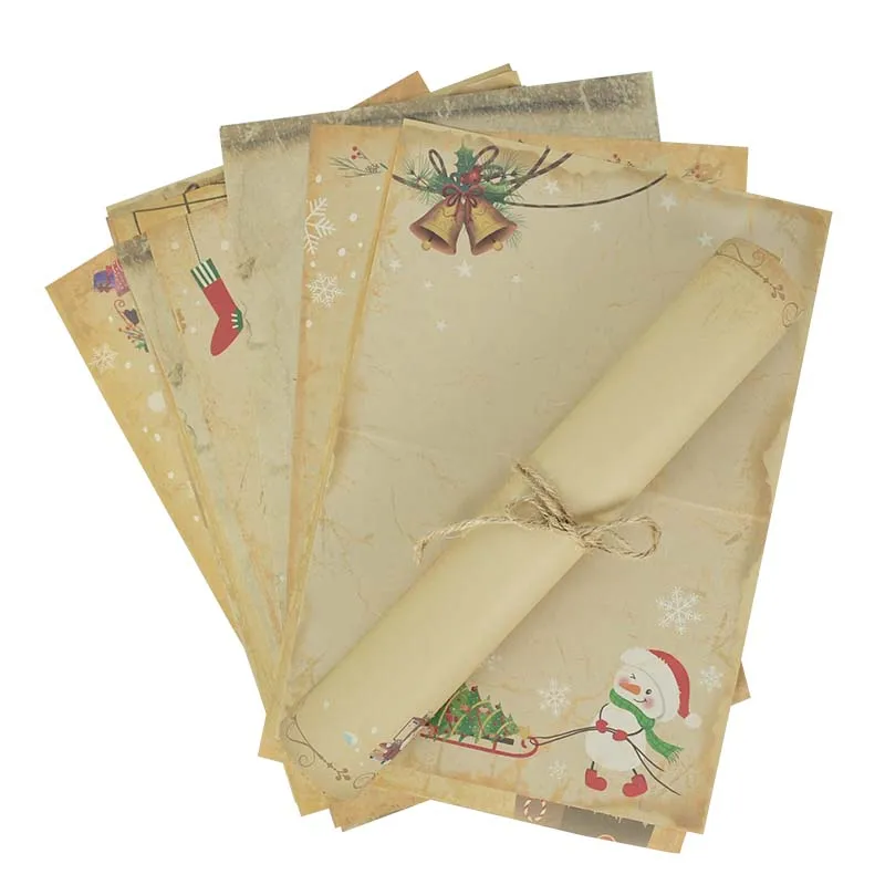 Papier à Lettres De Noël Vintage - Lot De 12 Cartes + Enveloppes Kraft + Autocollants - Pour écrire Au Père Noël Ou Envoyer Des Vœux