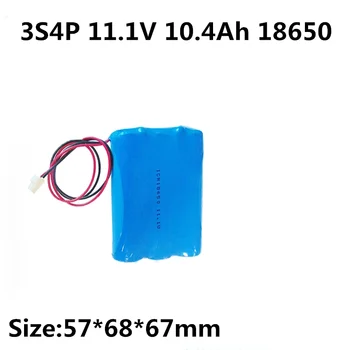

4PCS Li-ion battery 3S4P 18650 11.1V 10400mah lithium battery pack with BMS for flash light and power bank +5A charger