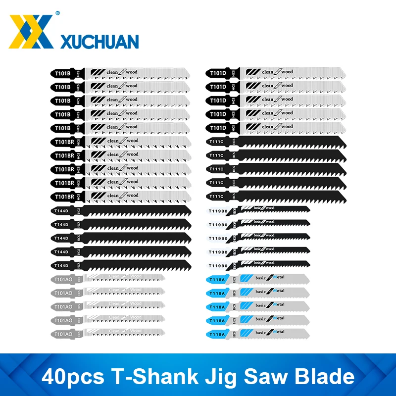 T-Schaft Jig Sägeblatt 40 stücke Jigsaw Klinge für Holz Schneiden Tool HCS Stahl Sägeblatt T144D T119BO t101AO T101B T101BR T101D