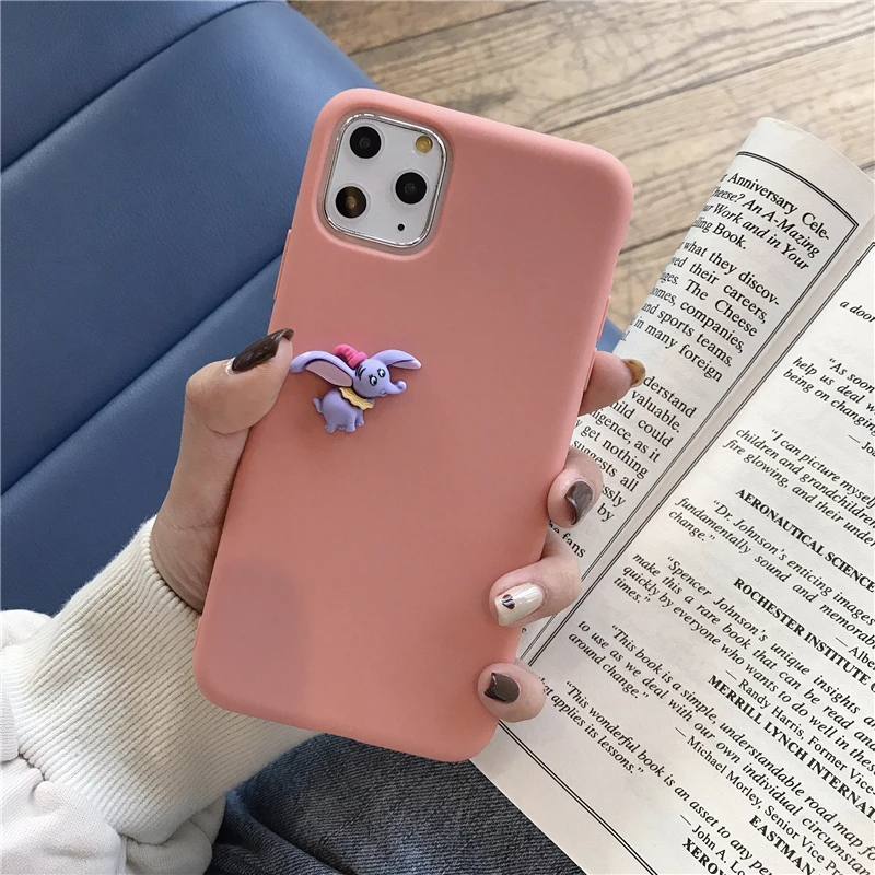 Elephant Pink Мягкий силиконовый чехол для iPhone 11 Pro X XR Xs Max 6 6s 7 8 Plus, милый 3D мультяшный динозавр слон кошка мышь коготь - Цвет: Elephant Pink