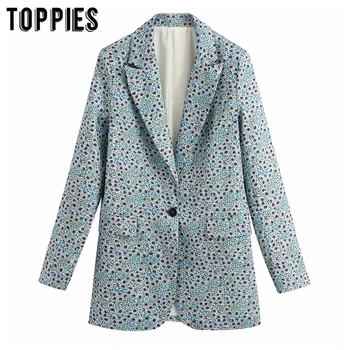 

2020 spring suit jacket single button coat ladies leisure floral printing blazer women thin jacket
