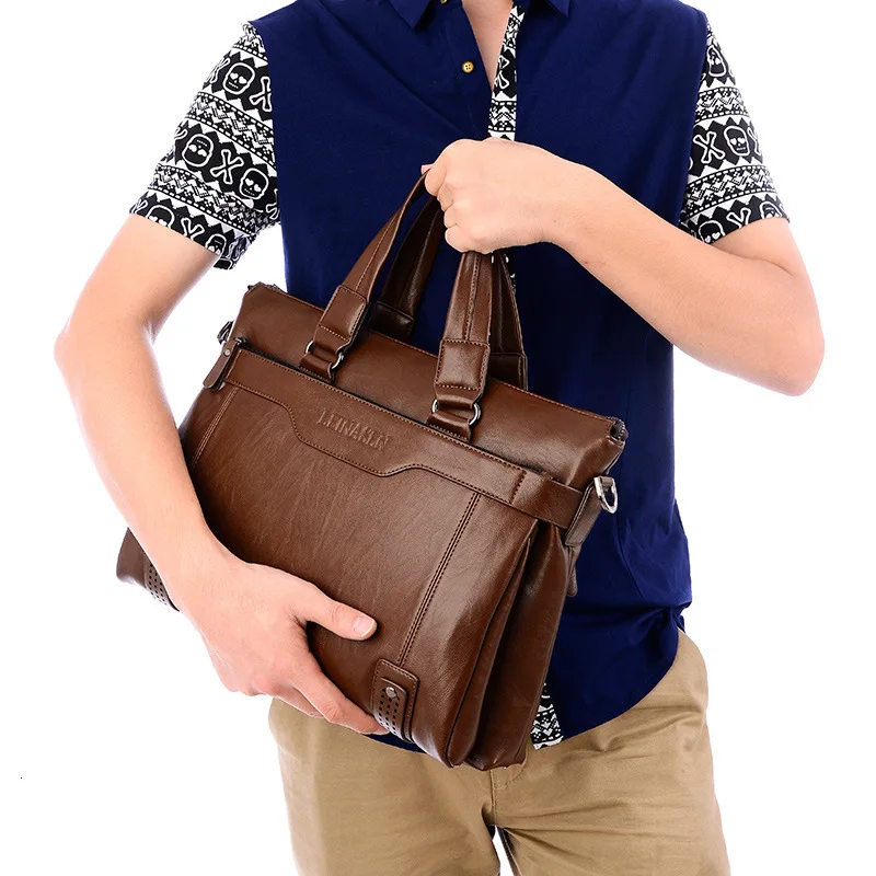 

Oil Wax PU Leather Men Business Briefcase Luxury Shoulder Messenger Handbag Laptop Bag