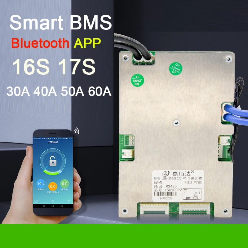 Защитная Плата Smart BMS 17S 16S 60A 40A 30A 60V 48V Lifepo4 для литий-ионных литиевых аккумуляторов