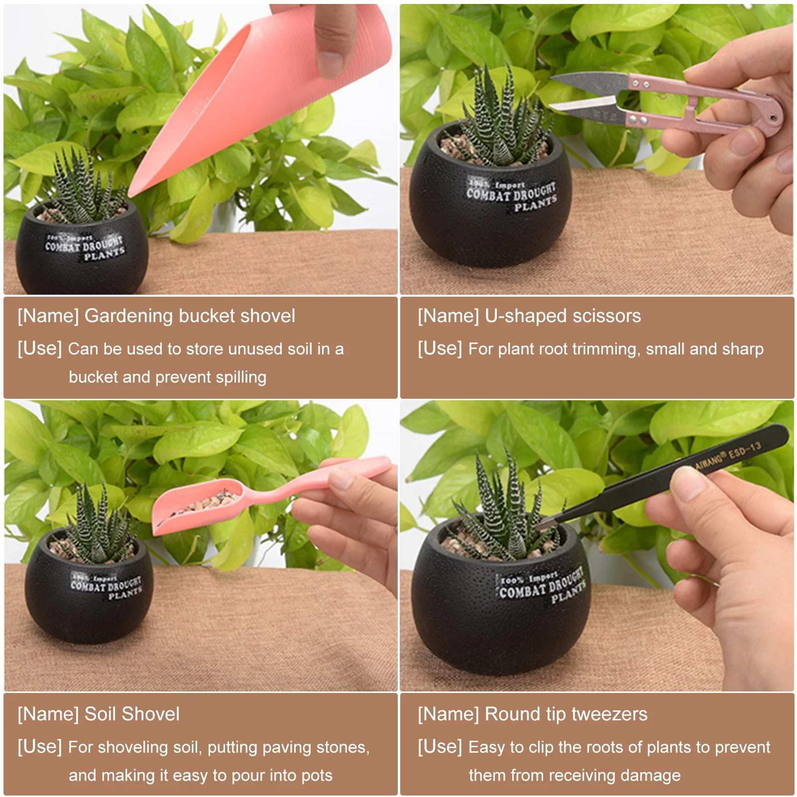 16 Small Gardening Tool Kit Mini Purified Wood Hand Set Succulent Plant 好きに