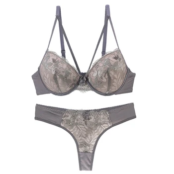 

High-end brand New Arrival lace bra set push up underwear set women panties thin thick cup hollow lace intimates bras lingerie