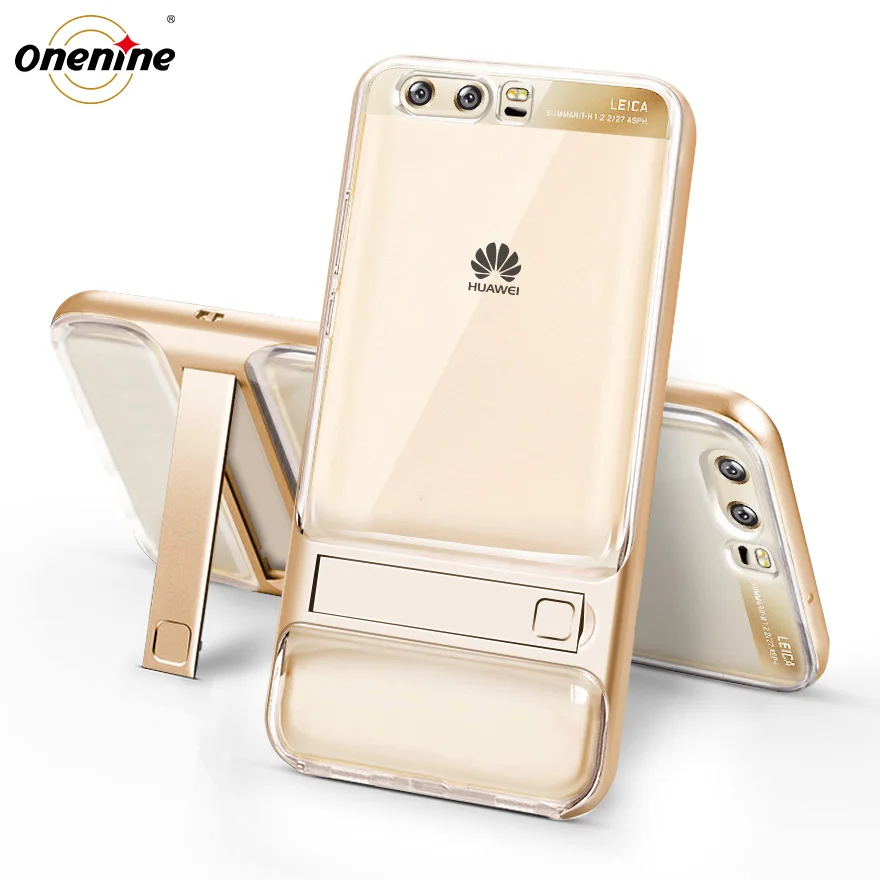 Чехлы на заднюю панель для huawei P10/P10 Plus силиконовые 3D оригинальные гибридные Чехлы с подставкой 360 защитный мобильный чехол для телефона huawei P10 P10Plus - Цвет: Crystal Gold