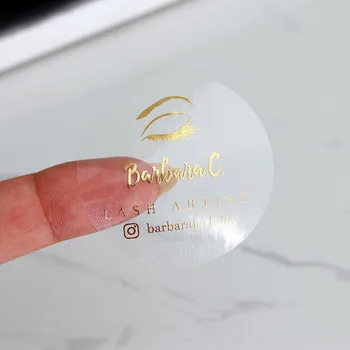 

Custom Lash Logo Labels Stickers Personalized Eyelasehes Extensions Supplies Clear Foil labels great for Eyelash Packaging