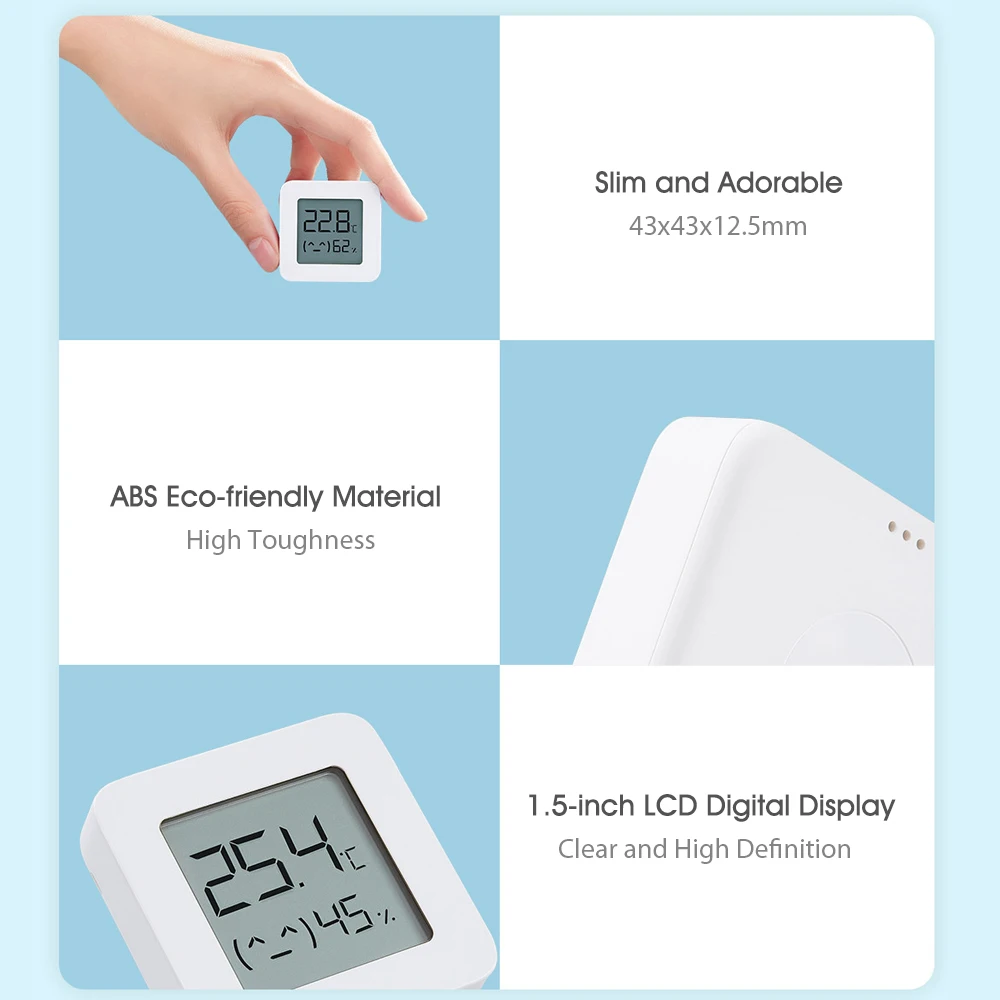 Xiaomi Mijia Smart Thermometer 2 Bluetooth Temperature Humidity Sensor LCD Digital Hygrometer Moisture Meter work with Mijia APP