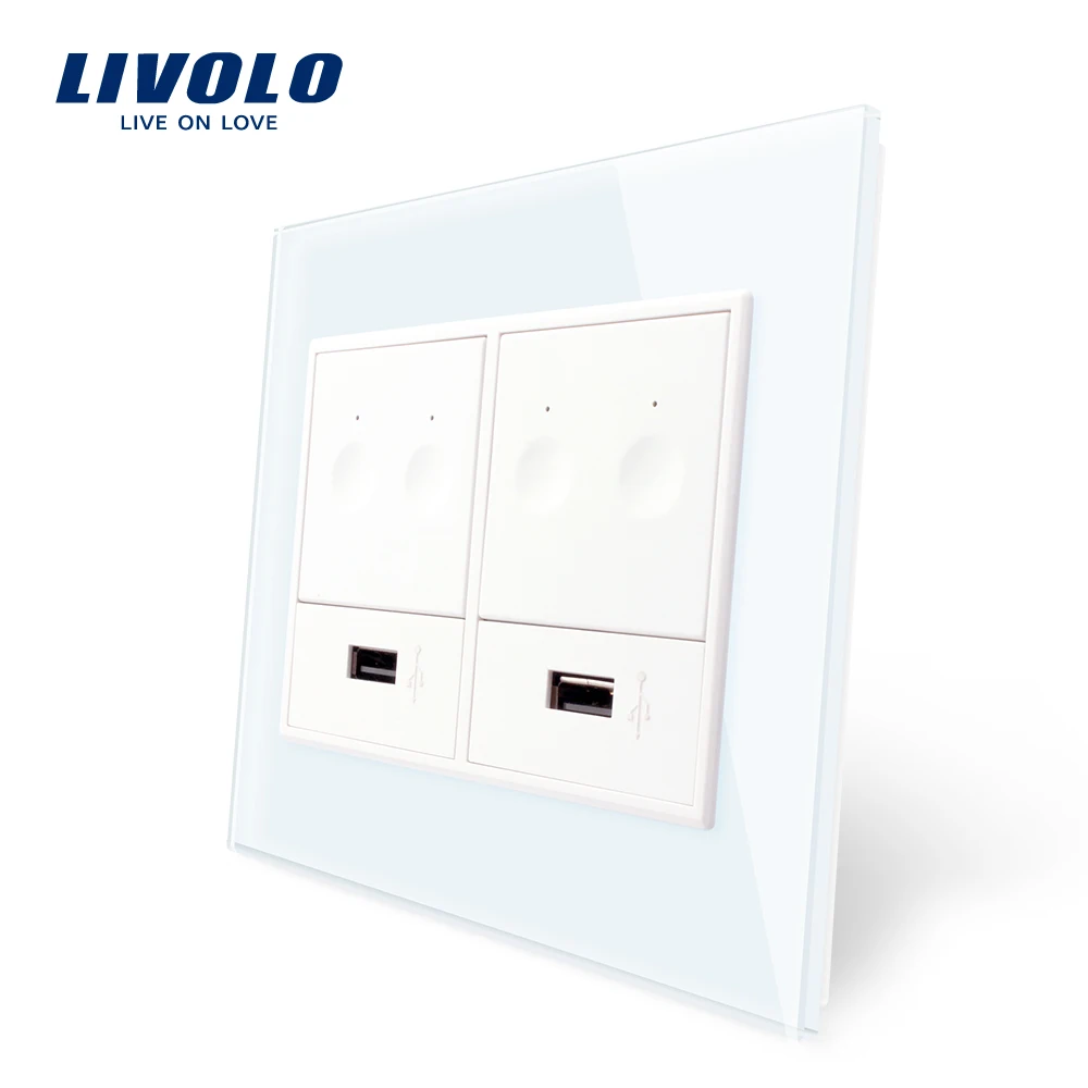 

Livolo US/AU Standard New SeriesWall 2+2gang Touch Switch,1Way Touch, with double USB socket,plastic key,without logo