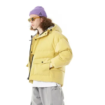 

Original Printing Cargo Cotton Coat Men's Zipper Bread Clothing Cotton Hooded Short Jacket Thick Winter Parkas