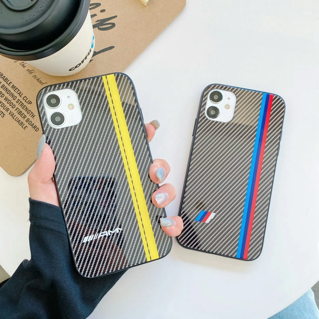 2020 Luxury Racing Car Motorsports Glass Cases For Fundas iPhone Mirror Carbon Fiber Cover for 11 Pro X XS Max XR Capa |