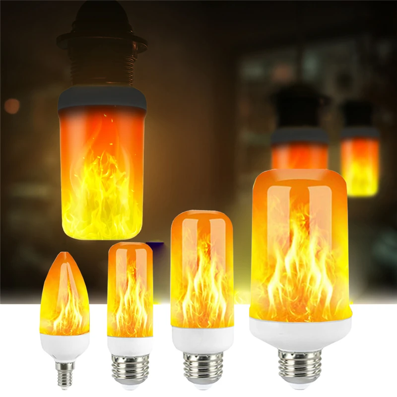 E27 E14 B22 LED Dynamic Flame Effect Fire Light Bulb Creative Flickering Emulation 110V 220V Corn lamps for home decorative