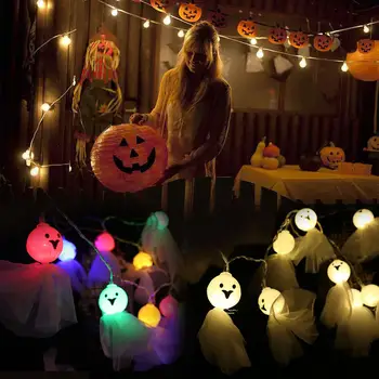 

LED Ghost Doll Shape Light String Backyard Halloween Christmas Decoration