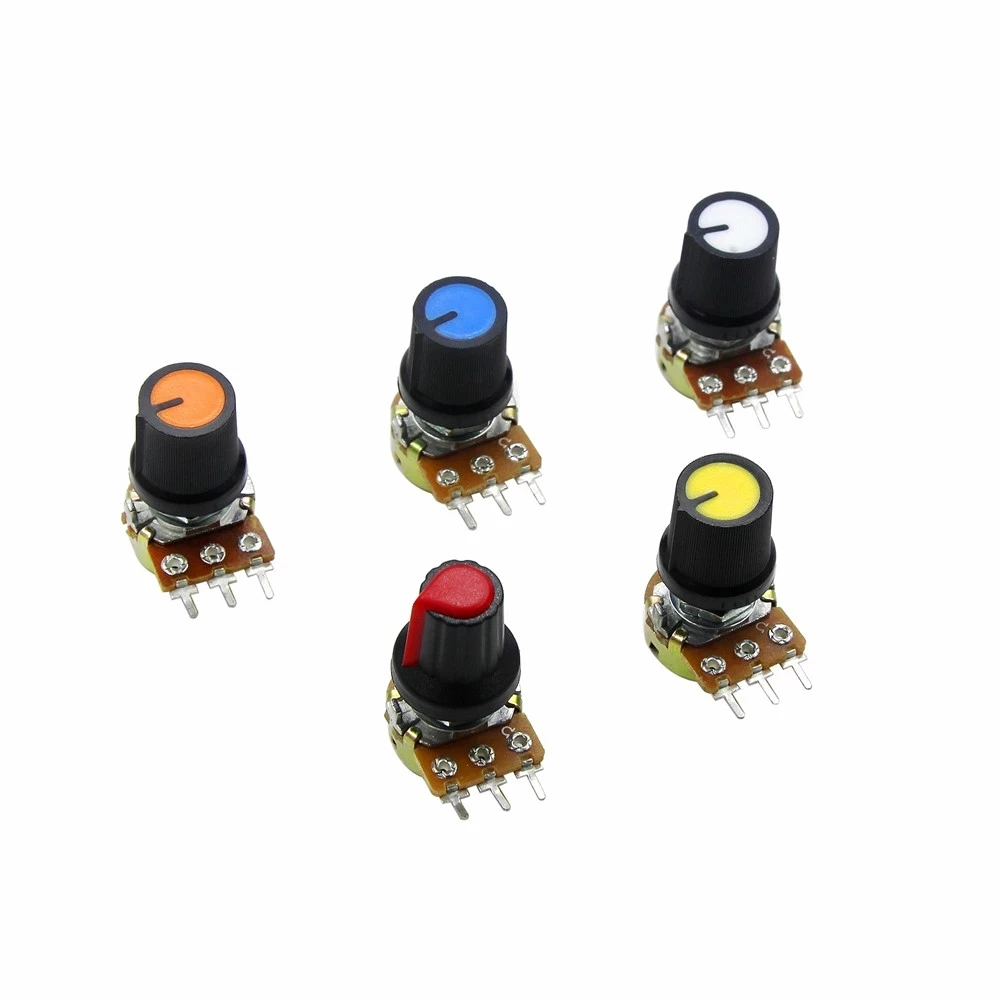 WH148 Potentiometer Kit B1K 2K 5K 10K 20K 50K 100K 250K 500K 1M 15mm Linear Taper Rotary Potentiometer Resistor Set 3pin WithCap linear potentiometer rotary potentiometer potentiometer kit adjustable resistor