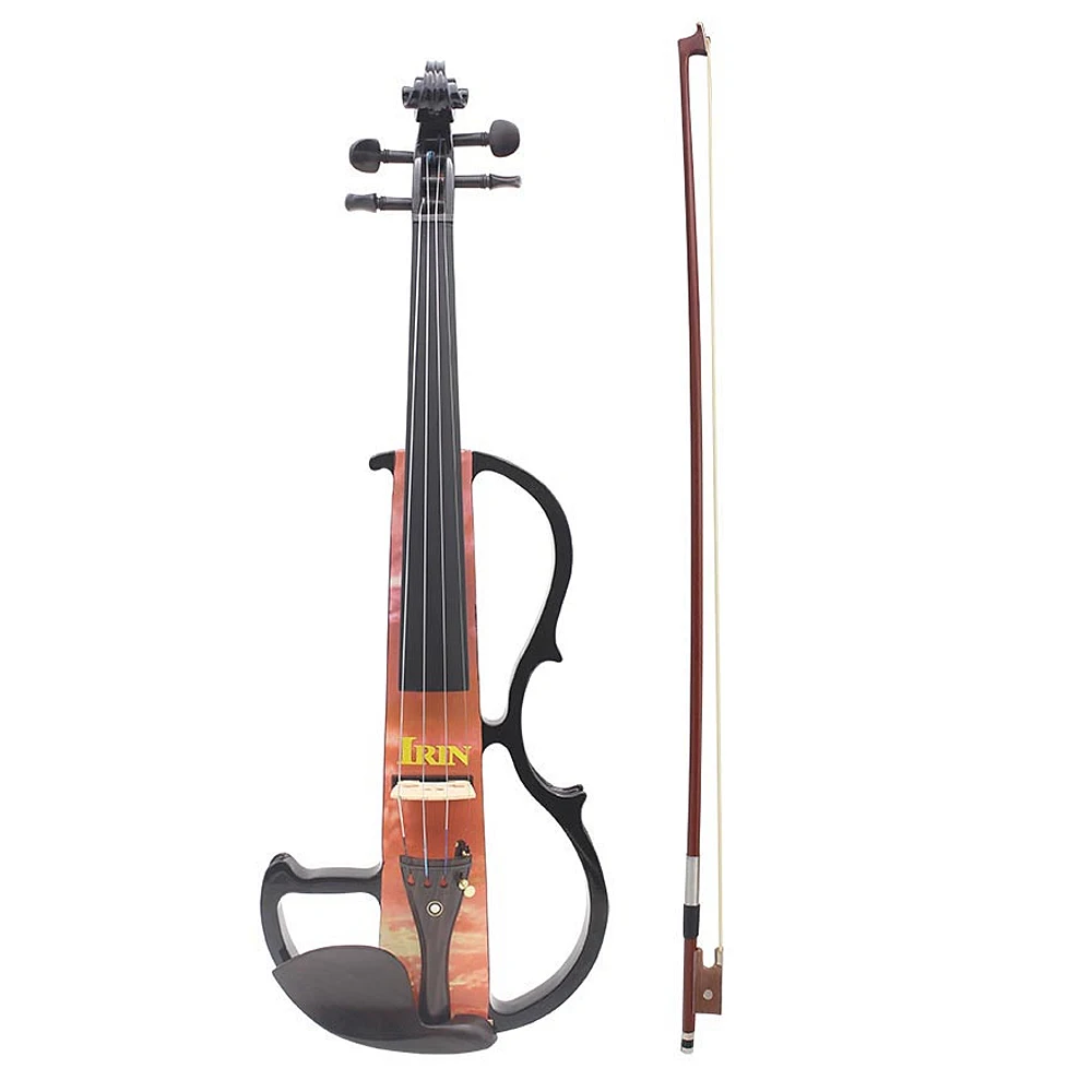 

Full Size 4/4 Electric Violin Fiddle Maple Wood Stringed Instrument Ebony Fretboard Rest with Connecting Cable Earphone Case