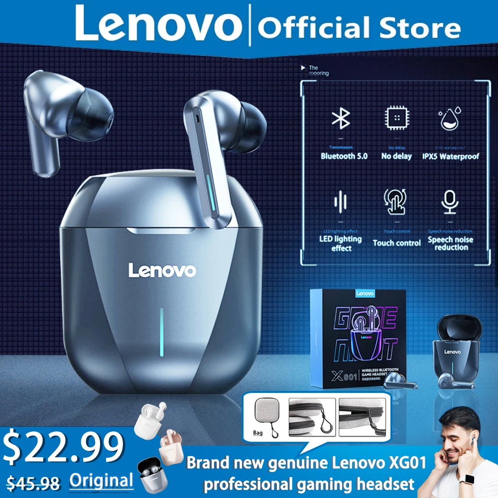 Lenovo XG01 Bluetooth Connection Wireless Headset No Delay PUBG Gaming Headset High Performance and Long Bttery Life