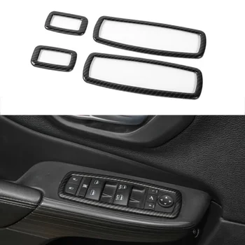 

4 PCS Car Window Button Trim Frame For Journey Durango Jeep Cherokee Grand Cherokee High-quality Carbon Fiber ABS Car Stickers