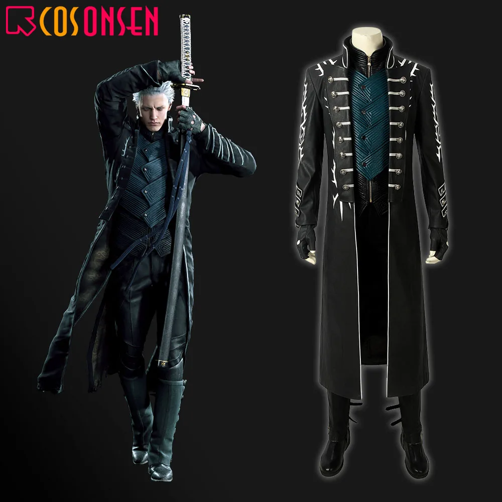 Горячая игра DMC5 Вергилий Косплэй костюм наряд куртка из искусственной кожи Для