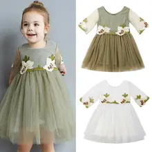 Pudcoco Autumn Toddler Baby Flower Girl Dress Tulle Party Gown Bridesmaid Dresses Long Sleeves Sundress