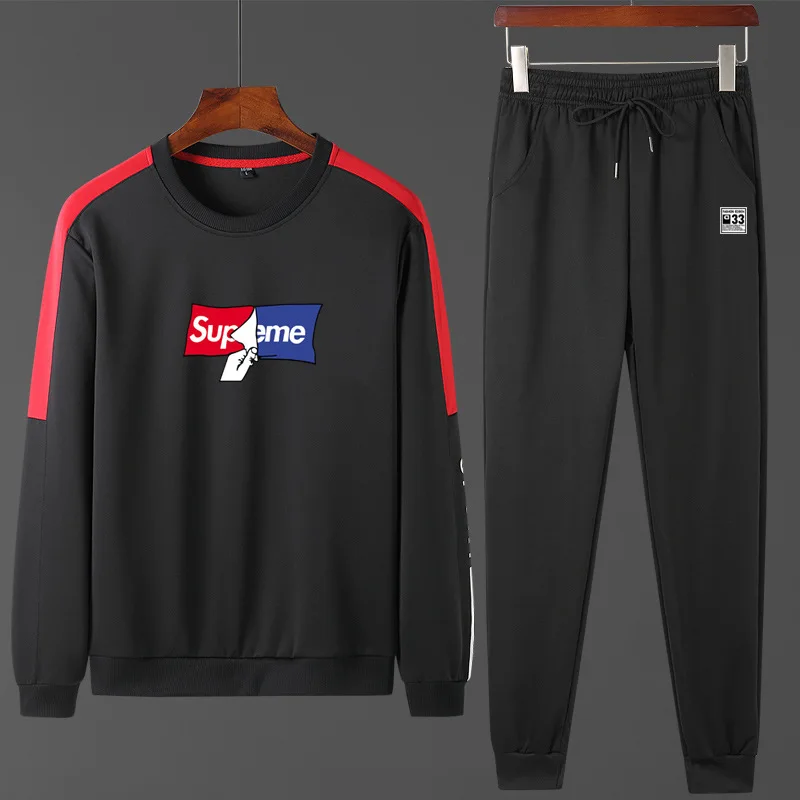 

2020 Sports Set Men's Spring And Autumn Hoodie Sweatpants Crew Neck Coat Trend Casual Versatile Sports Clothing Two-Piece Set