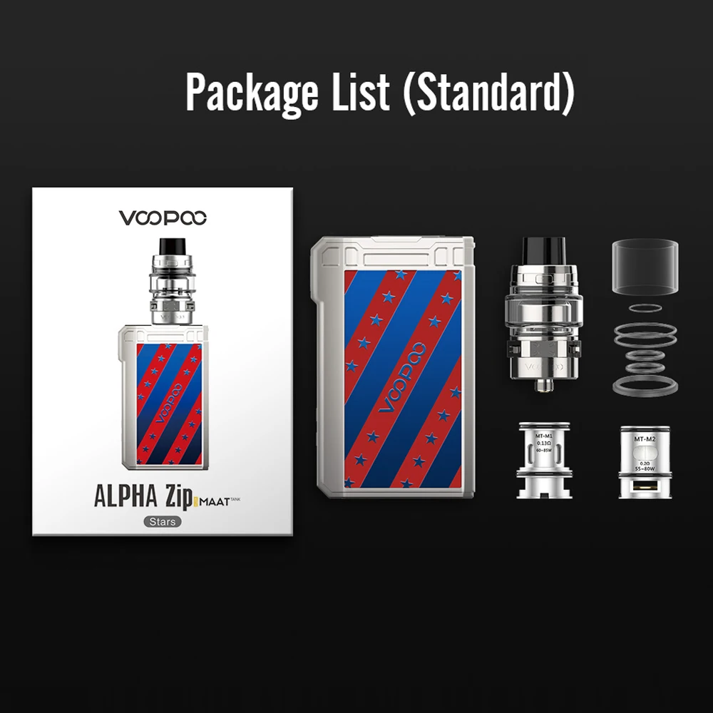 Оригинальный VOOPOO Alpha Zip Mod 180 Вт Vape Kit 4 мл Maat Tank атомайзер 0 13/0.2ohm катушка