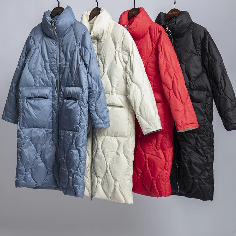 

2019 winter coat women white duck down long puffer jackets coats plus size parka
