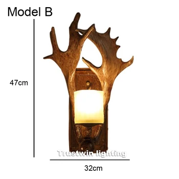 

Wooden feeling resin decorative LED wall light lamp sconce deer horn antler retro white deer wall lamp light LED tree branch