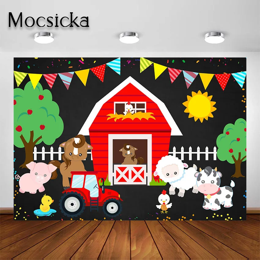 

Mocsicka Farm Theme Party Backdrop Farm Birthday Party Decorations Farm Animals Party Photo Background for Photo Shooting Studio