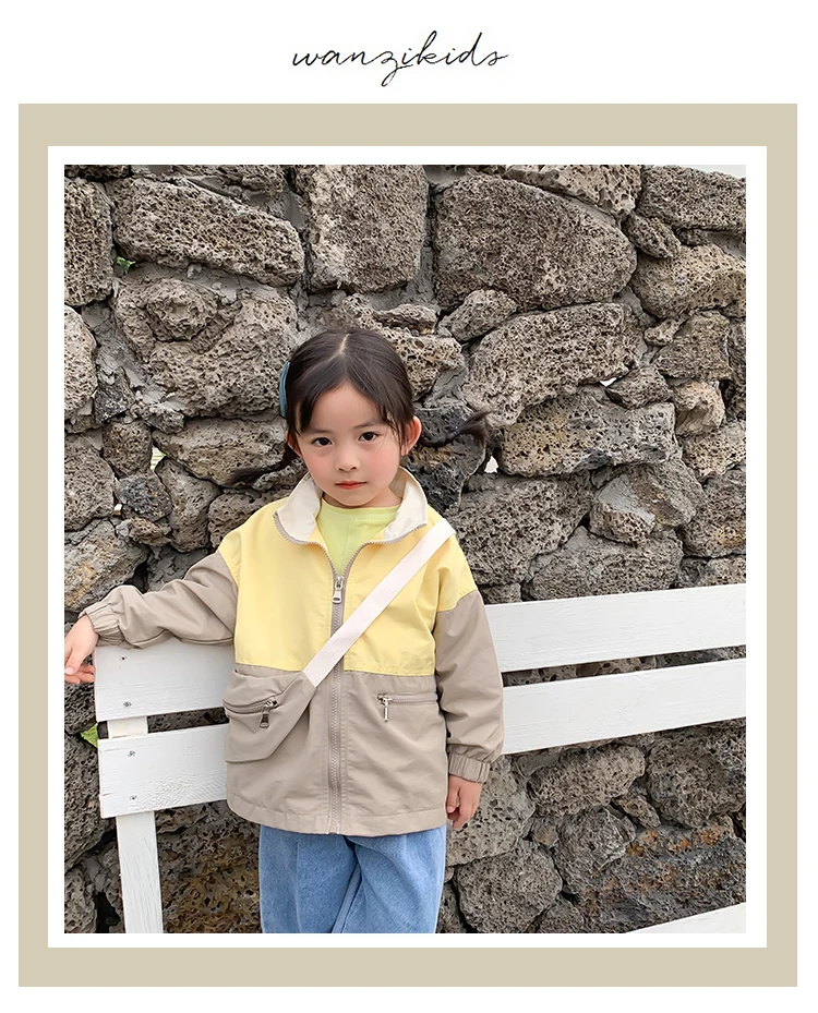 

Spring Jackets 2020 New Korean Children's Clothes Boys' & Girls' Loose & Comfortable Long Sleeve Coat Contrast Color Jacket
