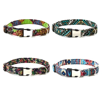 

All Season Pet Dog Polyester Collar with Bohemian Printing,Soft Colorful Pet Dog Neck Strap Collar For Small Medium Large Dogs