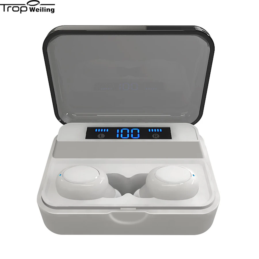 S590-White-1 TWS отпечатков пальцев сенсорные Bluetooth наушники беспроводные наушники Bluetooth V5.0 3D стерео шумоподавляющие наушники вкладыши наушники - Цвет: S590-White-1