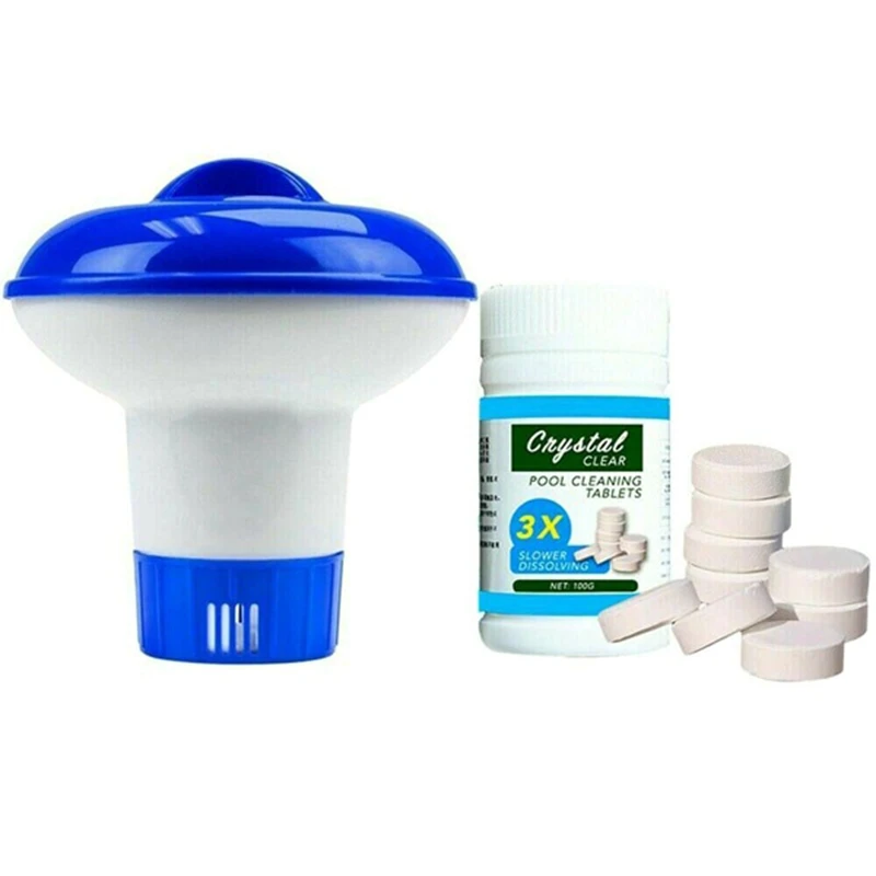 

Large Capacity Adjustable Floating Chlorine Dispenser Box for Outdoor Swimming Pools Effervescent Tablets Cleaner Set
