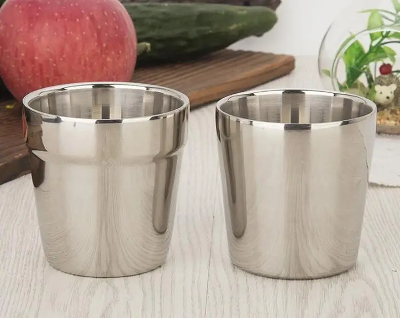 180ml Coffee Mugs Double Layer Tea Cup Wine Cup Scald-proof Tea Mug Stainless Steel Cup Drinkware Kitchen Tools
