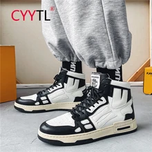 

CYYTL Fashion Men's High Top Casual Shoes Skateboard PU Leather Sneakers Running Sports Tennis for Students Breathable Trainers