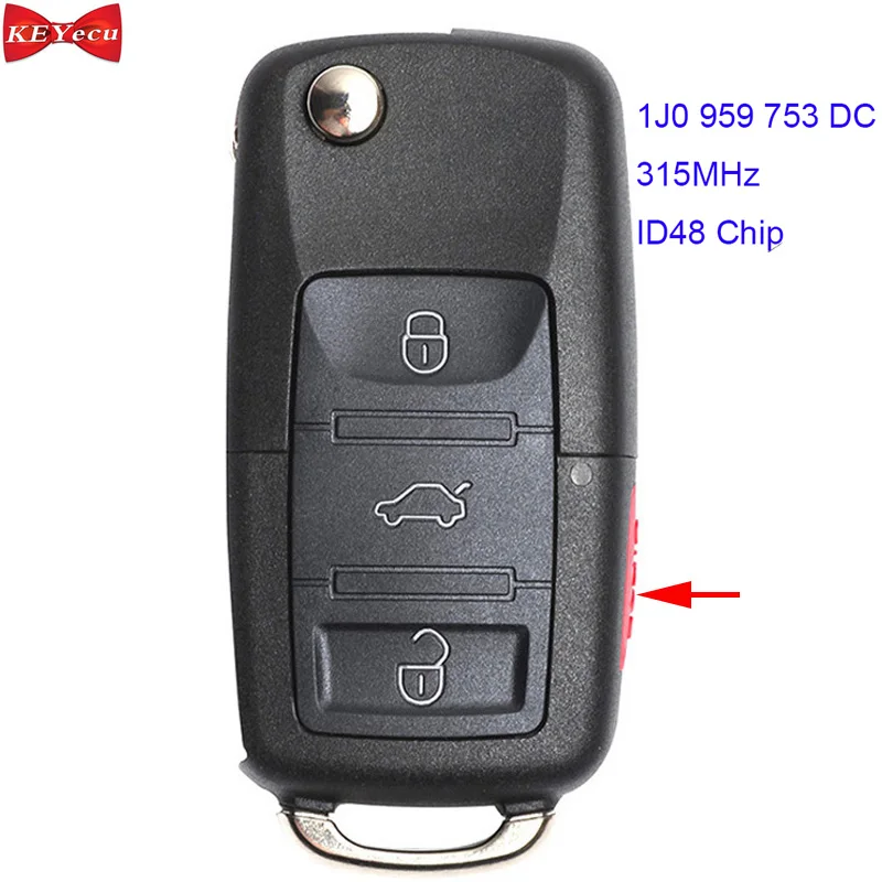 KEYECU для Volkswagen Beetle Golf Passat дистанционный ключ брелок 315 МГц ID48 чип FCC ID: 1J0 959 753DC |