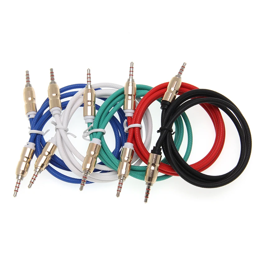 Jack Audio Cables Jack 3 5 Mm Male To Male Cloth Audio Aux Cable for Car Headphone Speaker 4 Pole Wire Line Aux Cord 50pcs lot