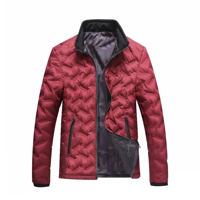 

Oversize Long Sleeve Stand Collar Zipper Mens Loose Jackets Casual Winter Double Sided Wear Thick Warm Male Down Coats Plus Size