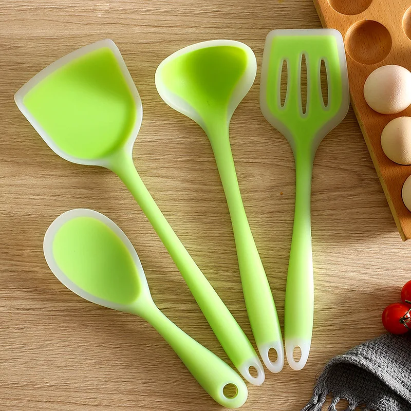 4pcs Silicone Kitchen Cooking Tools Silicone Utensils Set Spatula Soup Spoon Non-stick Shovel