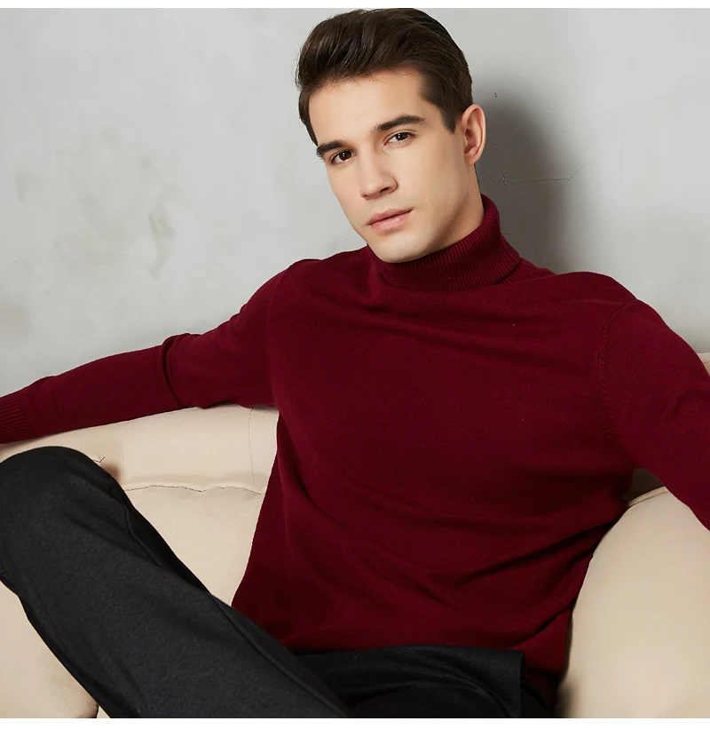 Winter Men's Turtleneck Sweater Thicken Warm Fashion Solid Color Youth Casual Soft 8-color Sweater Male Brand Clothes