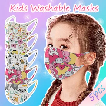 

Kids 3d Cartoon Animals Mascarillas Adjustable Windproof Reusable Cute Printed Face Mask 5pc Anti Pm2.5 Pollution Mouth-muffle