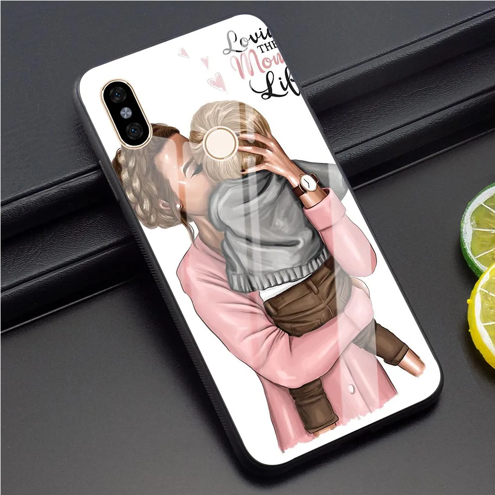 K1532406 Супер мама девочка чехол из закаленного стекла для телефона для Xiaomi mi 8 красный mi телефон чехол для 9 Pocophone 4X 6A Note 5 6 Pro 7 A1 A2 8 Lite - Цвет: K1532406