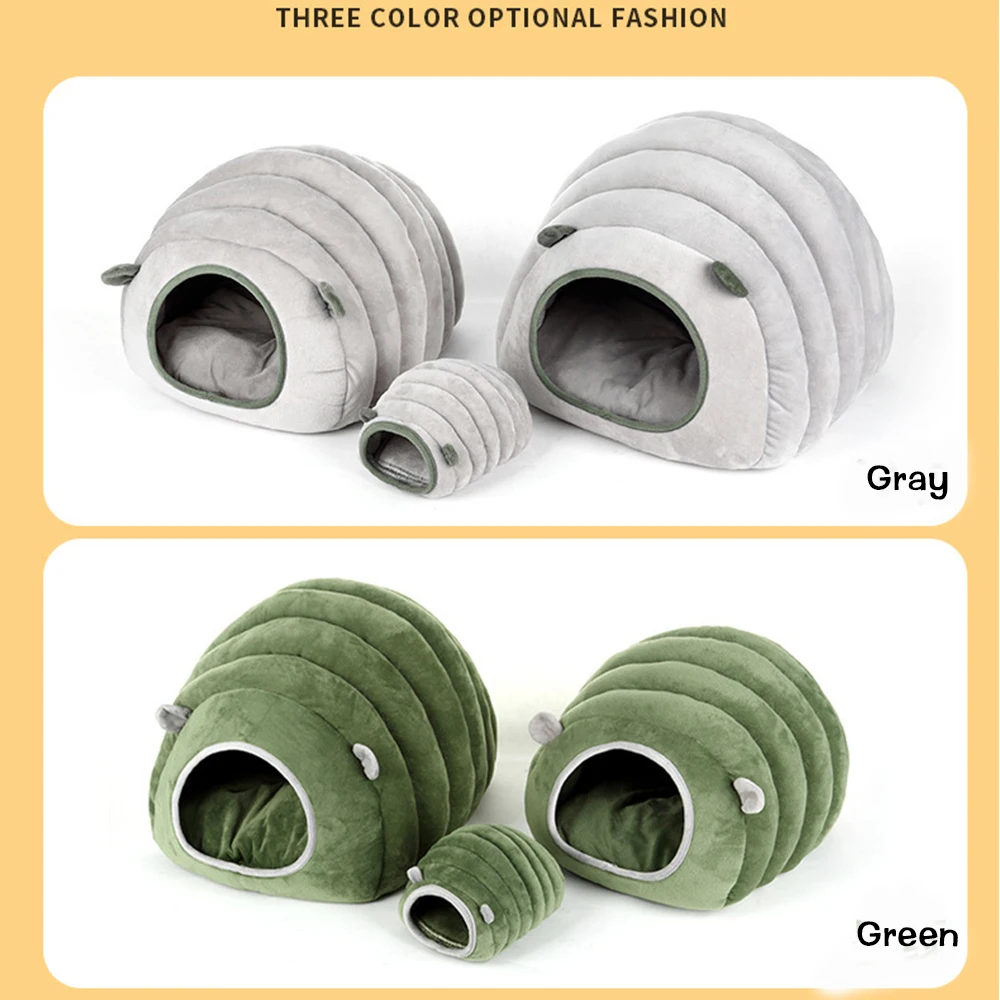 Winter Closed Pet Cat Dog House Dog Bed Caterpillar Kennel Hamster Cotton Soft Mat Puppy Cave 5