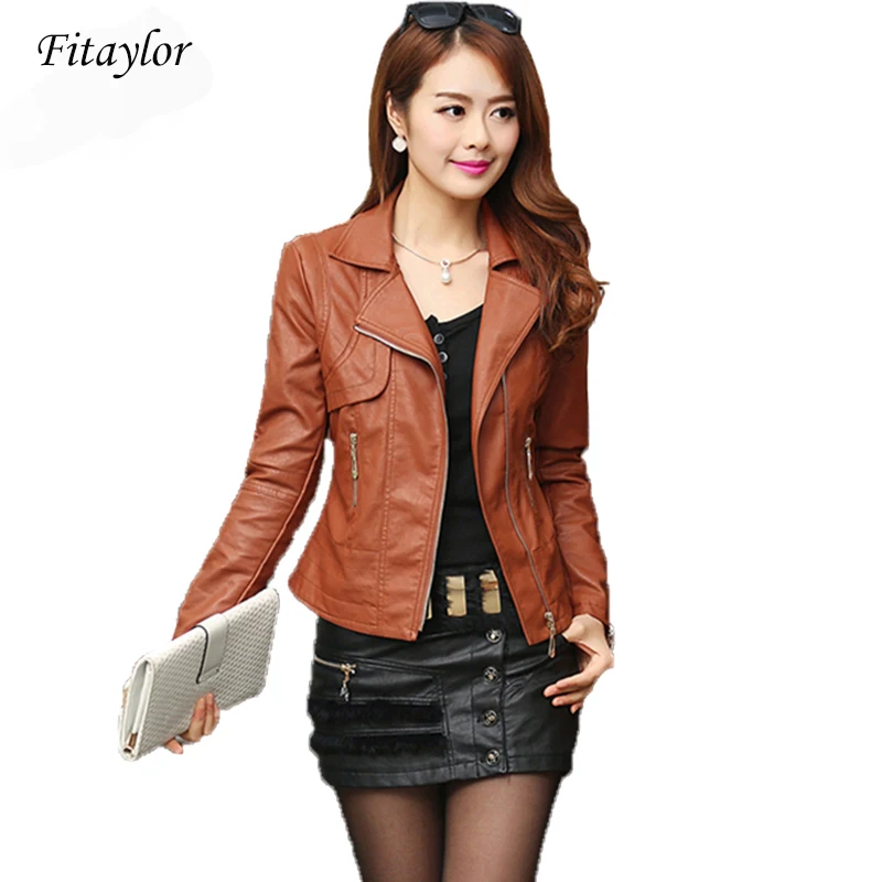Модная Осенняя Женская куртка из искусственной кожи тонкая верхняя одежда