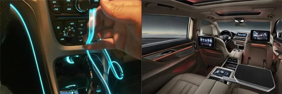 6 метров RGB волоконно-оптические атмосферные лампы, управление приложением, 64 цвета, без резьбы, декоративные двери приборной панели, светильник для ног, интерьер автомобиля