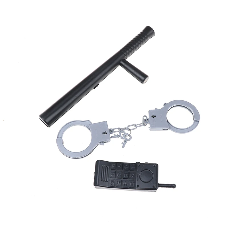 3pcs/set riot police cosplay kids cop handcuffs baton walkie talkie toys UL 