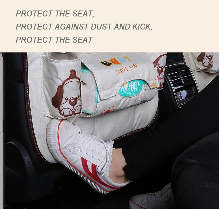 Cartoon Multi-Pocket Car Seat Back Hanging Organizer Universal Auto Pad Cup Storage Holder Bag Car-styling Protector Accessories
